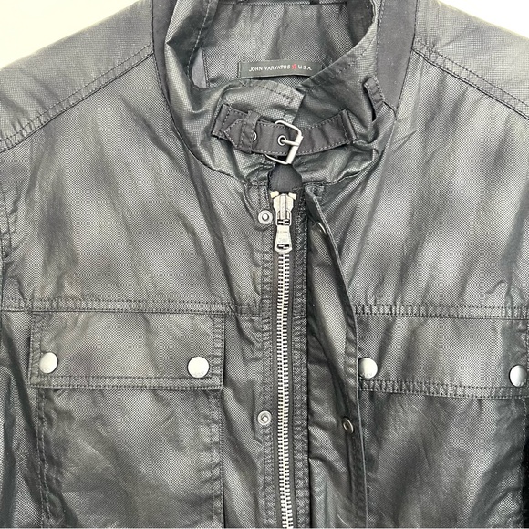 JOHN VARVATOS USA Black 100% Cotton Zip & Snap Long Sleeve Field Jacket Sz L NWT - Picture 8 of 16